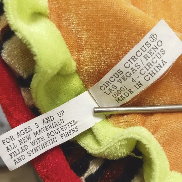 CIRCUS CIRCUS Casino Collectible HAMBURGER Pillow Plush Toy Las Vegas VIntage - Picture 8 of 16